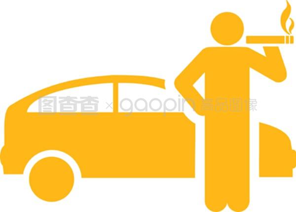 商务双色套装中吸烟的出租车司机图标